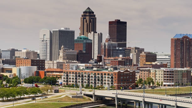 Aerial shot of Des Moines, Iowa.