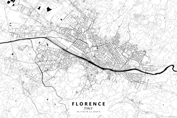 florencja, włochy vector mapa - ponte vecchio stock illustrations