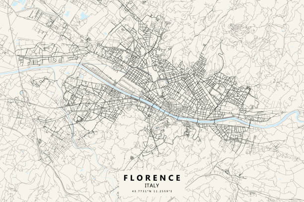 florencja, włochy vector mapa - ponte vecchio stock illustrations