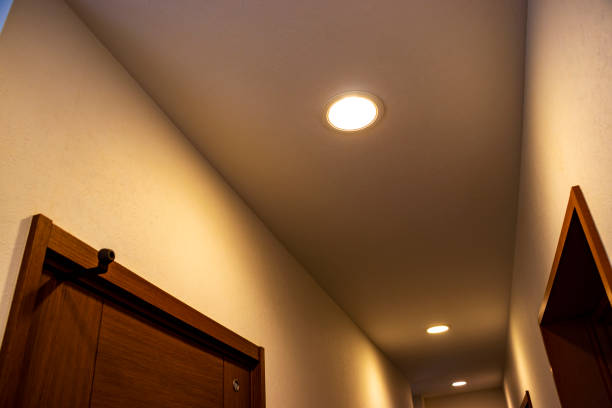istock Small lights on the ceiling at the hallway 1290174638