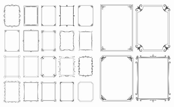 ヴィンテージ装飾フレームやヴィンテージ長方形の装飾品や書道フレームレトロなコンセプトのセット。eps 10 ベクトル, 簡単に変更 - pattern retro revival elegance luxury点のイラスト素材／クリップアート素材／マンガ素材／アイコン素材