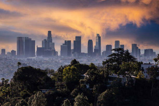 istock Los Angeles Dusk Skyline View 1290175809