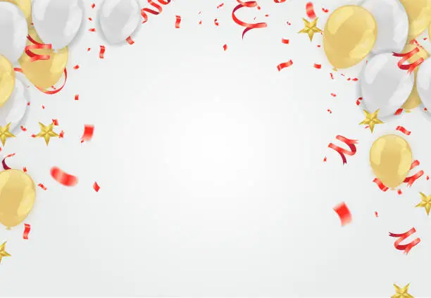 Vector illustration of Celebration background templates are used for New Years events, parties, birthdays, and any other event that consists of a cheerful theme with golden balloons.