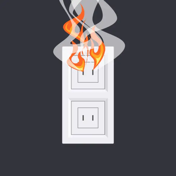 Vector illustration of Electric fire concept in flat style, vector