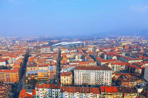 Torino rooftops aerial view