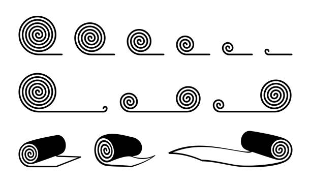 롤링 카펫 아이콘 컬렉션 흰색 배경에 격리 - rug stock illustrations