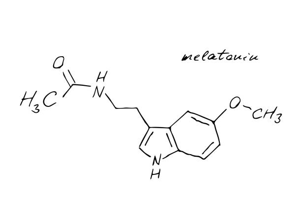 メラトニン化学分子式手描き模倣 - formula chemistry vector molecular structure点のイラスト素材／クリップアート素材／マンガ素材／アイコン素材