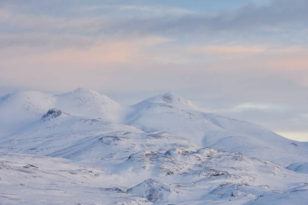 istock Snowy mountain in morning in winter 1290190093