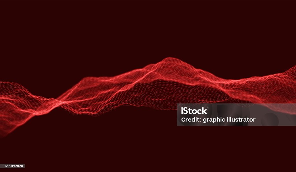 Red Data Wave Red Particle Wave Background Abstract Dynamic Mesh Big Data Technology ...