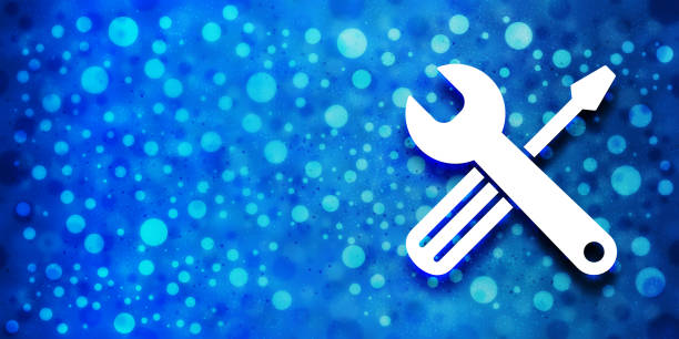 istock Tools icon special glossy bokeh blue banner background glitter shine illustration 1290196004