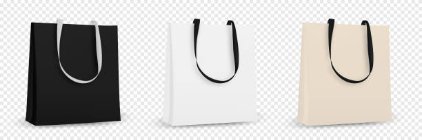 illustrations, cliparts, dessins animés et icônes de sac à provisions blanc recycler sac. sac de sac de sac textile pour la maquette d’achats. illustration vectorielle isolée. - tote bag