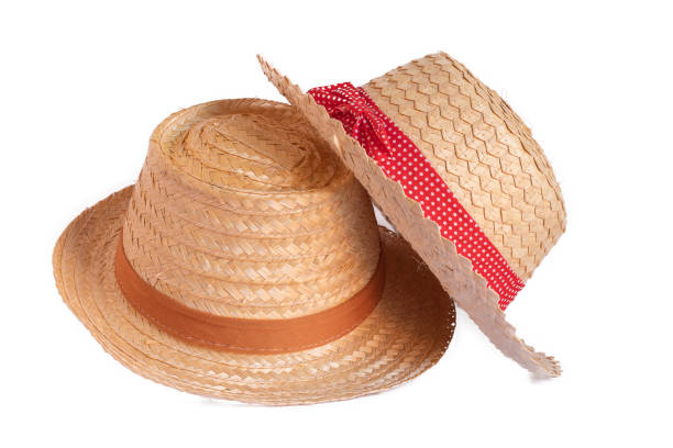 istock Woven hats made from bamboo. Isolated on white background 1290198555