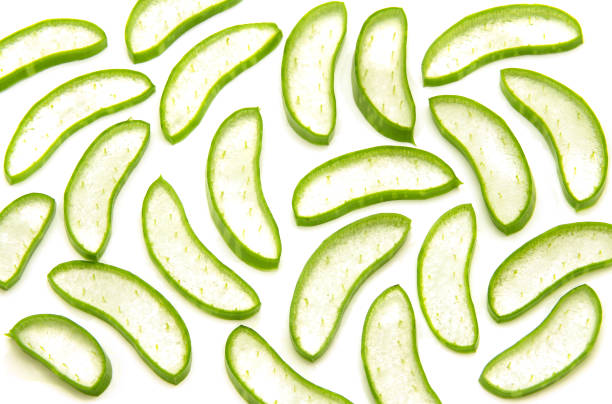 istock Aloe vera sliced isolated on white background 1290198583