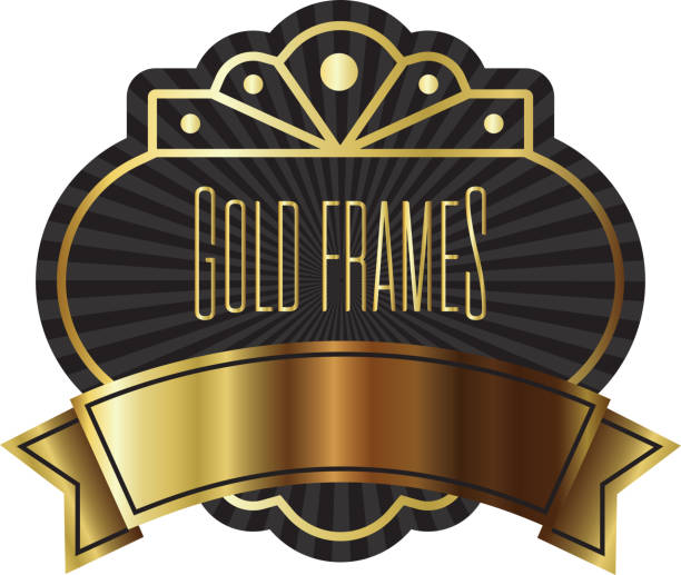 istock elegant golden frame emblem with lettering and ribbon 1290203251