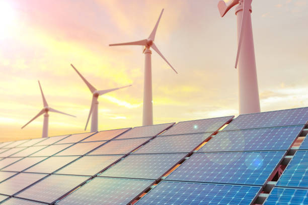 istock Solar panel produces green, environmentally friendly energy from the sun. 3d illustration 1290204331