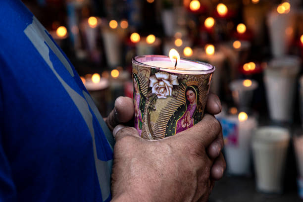 Basilica of Guadalupe, Mexico City Mexico. December 6, 2020. Thousands of parishioners visit the Basilica of Guadalupe, prior to the celebrations of the Virgin of Guadalupe, in the Gustavo A. Madero mayor's office, in which a health security protocol has been implemented to avoid contagion, on the hill from Tepeyac.