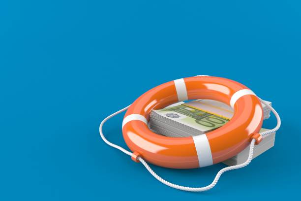 istock Life buoy with euro currency 1290208642