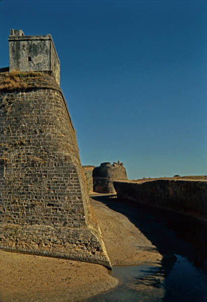 Diu Fort Corner View showing sea water trench Diu UTI 20 Oct 2020 Diu Fort Corner View showing sea water trench Diu UTI India diu island stock pictures, royalty-free photos & images