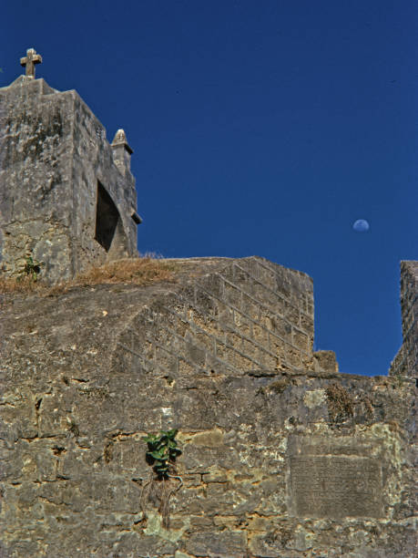 Deep Blue sky and Moon showing Diu Fort Corner View Diu UTI 20 Oct 2020 Deep Blue sky and Moon showing Diu Fort Corner View Diu UTI India diu island stock pictures, royalty-free photos & images