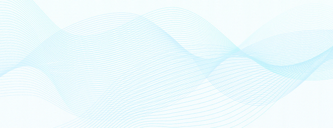 Light blue, cyan waves. Sea, streaming water concept. Flowing subtle curves. Pastel line art pattern. Technology background. Vector colored watermark. Abstract design for landing page, banner, voucher, flyer, cheque. EPS10 illustration