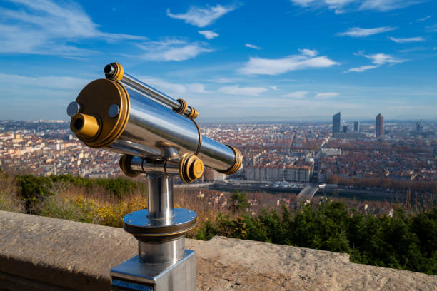 istock Telescope and panoramic view at Lyon city 1290216176