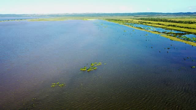 Aerial video of iSimangaliso Wetland Park. Maputaland, an area of KwaZulu-Natal on the east coast of South Africa.