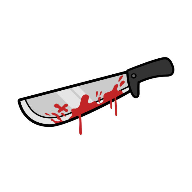 Cartoon Bloody Machete Knife Illustration Stock Illustration - Download  Image Now - Blood, Knife - Weapon, Cartoon - iStock