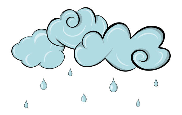 Isolated Vector Composition Of Rain Clouds And Raindrops In Cartoon Style  Stock Illustration - Download Image Now - iStock