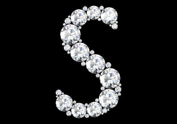 istock Diamond letters with gemstones isolated on black. 3D rendering 1290228978