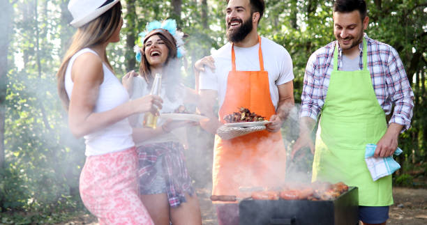 istock Friends having a barbecue party in nature 1290229018