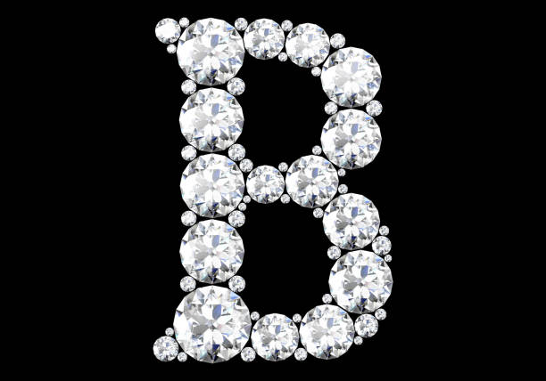 istock Diamond letters with gemstones isolated on black. 3D rendering 1290229233