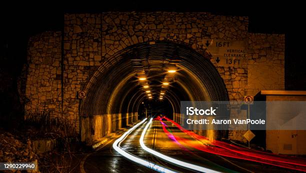 Long Exposure Malibu Cyn Tunnel Stock Photo - Download Image Now - Architecture, Blue, Built Structure