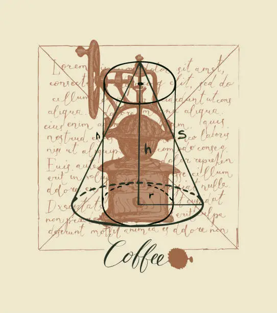 Vector illustration of coffee banner with a hand-drawn coffee grinder