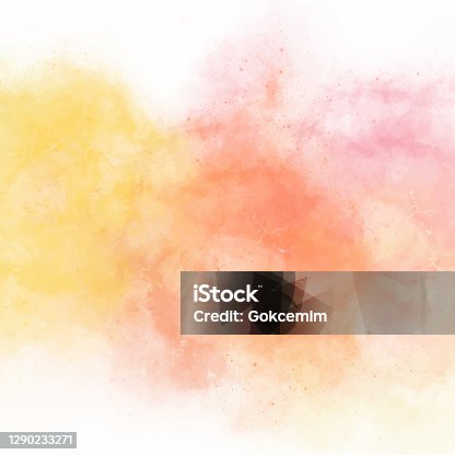 istock Pink, Orange and Yellow Abstract Wall Texture with Watercolor Brush Strokes. Pastel Colored Abstract Watercolor Brush Strokes Background. Watercolor abstract background texture for cards, party invitation, packaging, surface design. 1290233271