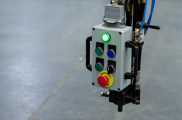 istock Close-up of polyurethane foam injection machine. 1290233776