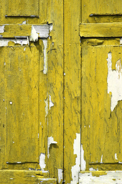 istock Close up old wooden window from home 1290234362