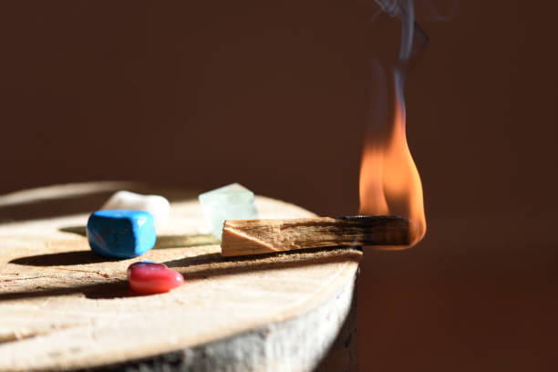 istock Palo santo lit before blowing and aromatizing the space 1290234516