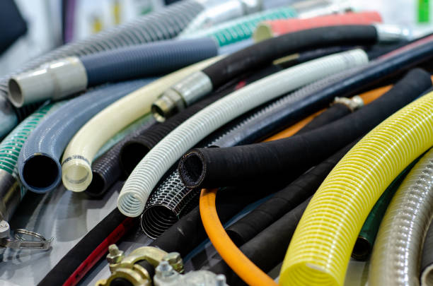 istock Close up of different water hose 1290234571