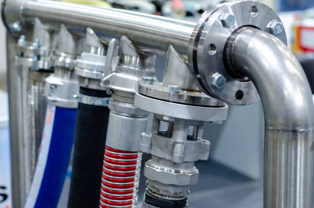 istock Close up of different water hose 1290234593