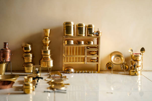 istock Decoration of Copper Kitchenware toy set for little child 1290238661
