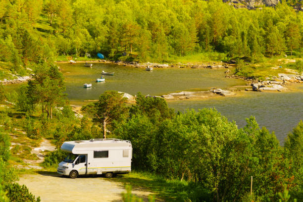 istock Camper car camp on norwegian nature 1290245787