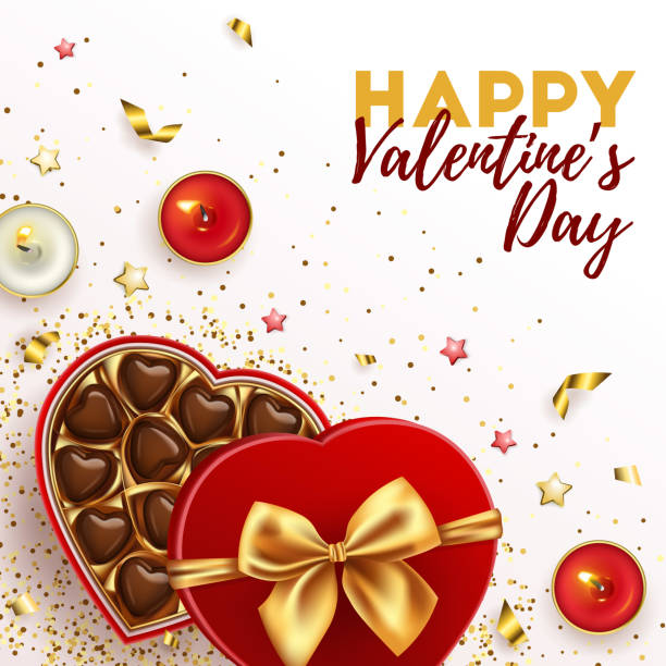 walentynkowy baner sprzedaży - valentines day candy chocolate candy heart shape stock illustrations
