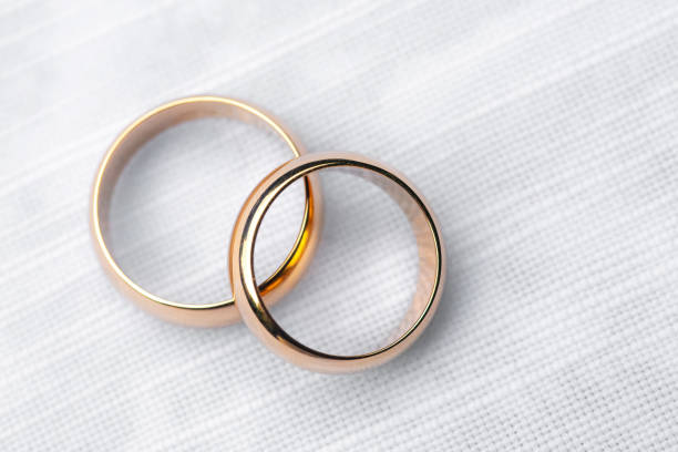 istock two golden rings on white tablecloth 1290248707