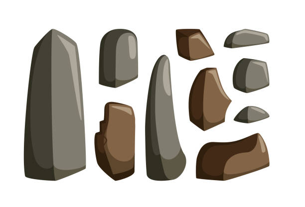 горные скалы с валунами. набор из гранита и д�ругих камней различной формы для скалистого ландшафта. иллюстрация вектора - rock boulder solid granite stock illustrations
