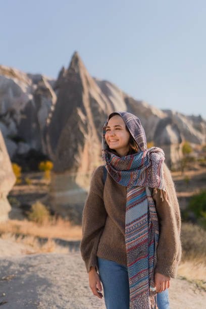 istock Woman exploring Cappadocia in Turkey 1290251959