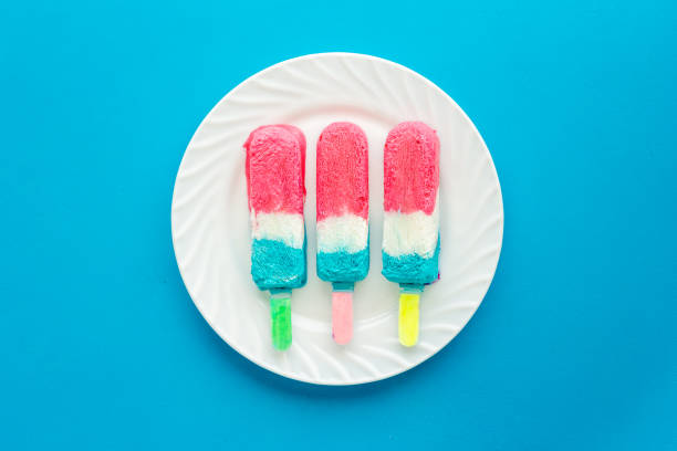 Top view of fruit ice cream or colorful popsicles