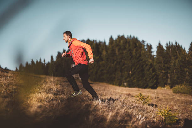 istock Hiker running on a mountain trail 1290257059