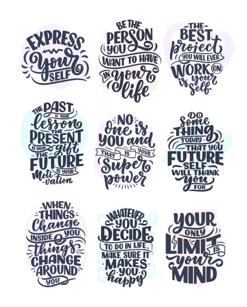 Set With Lettering Slogans About Be Yourself Funny Quotes For Blog Poster  And Print Design Modern Calligraphy Texts About Selfcare Vector Stock  Illustration - Download Image Now - iStock