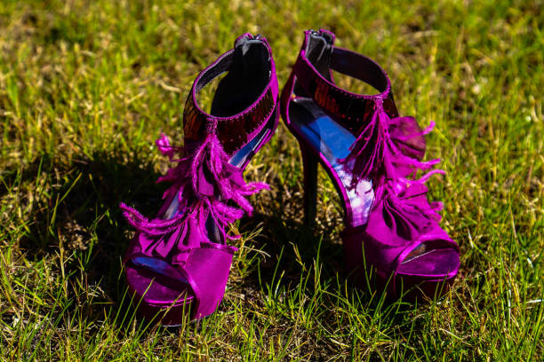 istock Purple heels sandals 1290257247
