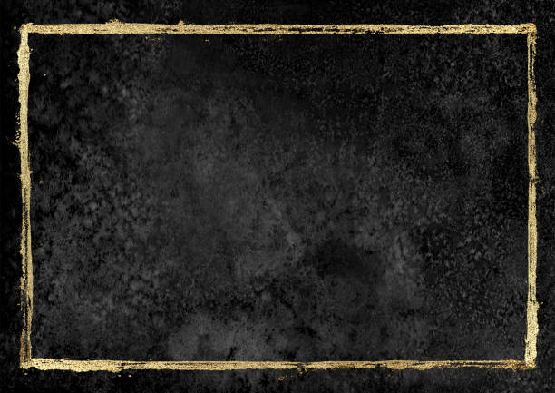 istock Golden grunge lines frame background. Gold shiny glittering stripes on black watercolor texture. 1290258397